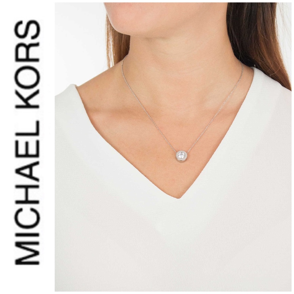 NWT authentic MK Silver tone stone pendant - Picture 2 of 6